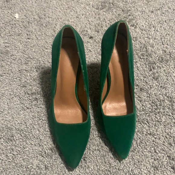 Green Suede Heels - Picture 1 of 5